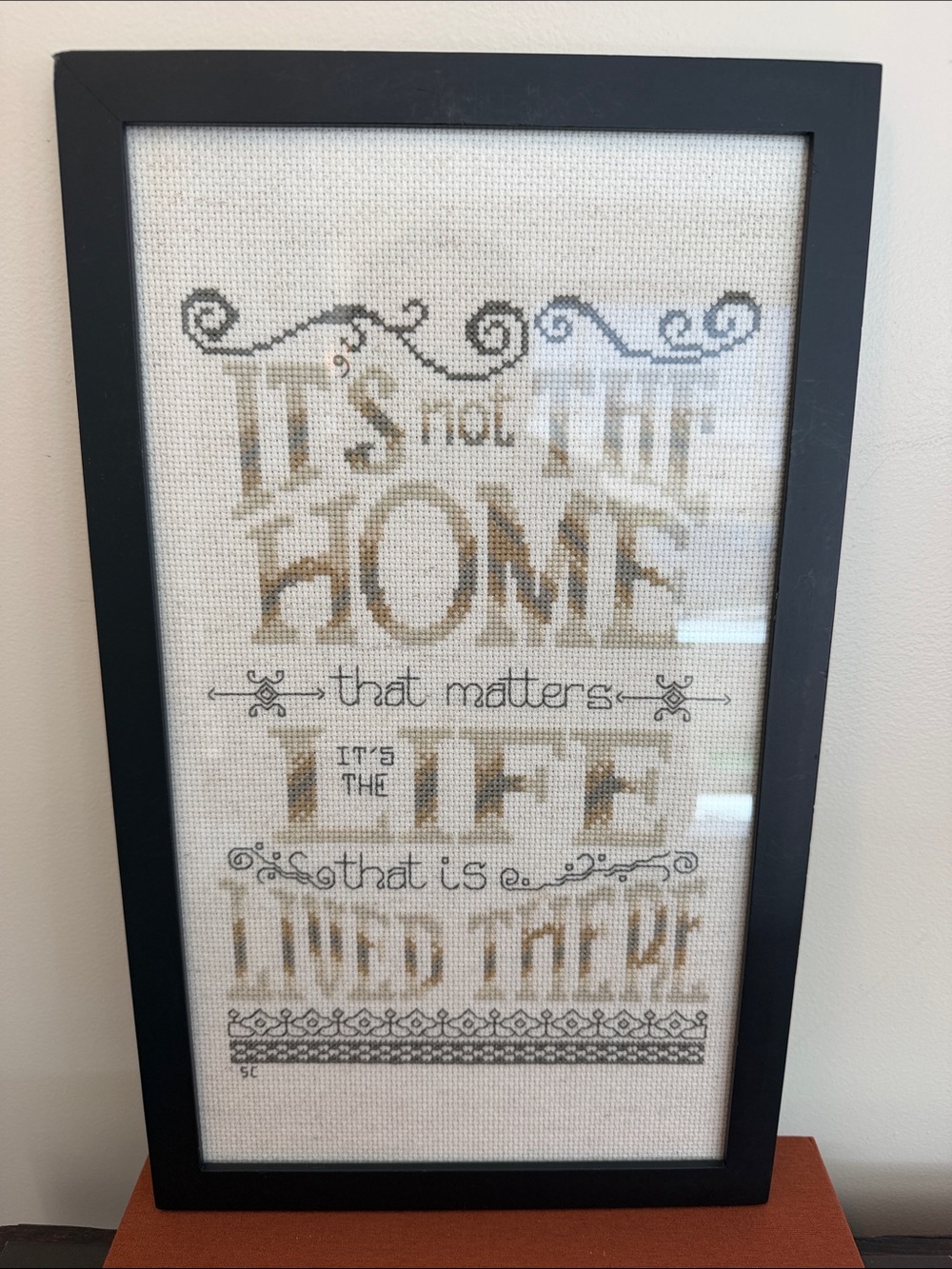 Vintage Handmade Cross-Stitch Cottagecore Home Art.